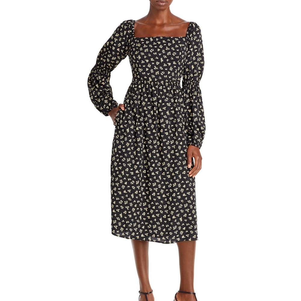Lost & Wander We Can Be Free Black Floral Midi Dress XS